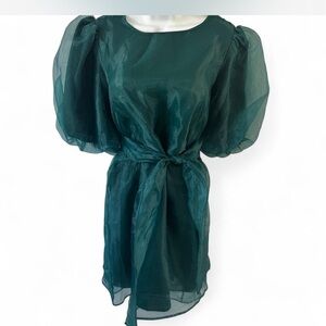 NWT Sugarlips Elegant Green Puff Sleeve Dress